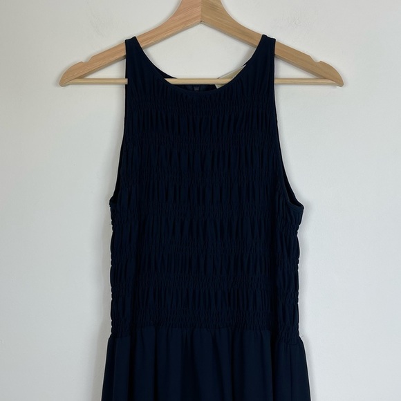 Michael Kors Navy Blue Scoop Neck Ruched Flowy Maxi Dress | Size Small - Picture 3 of 8